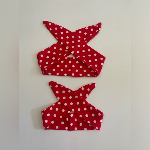 NWT VTG Style Rockabilly Country Mommy And Me Headband Set Red White Dotted - Picture 6 of 10